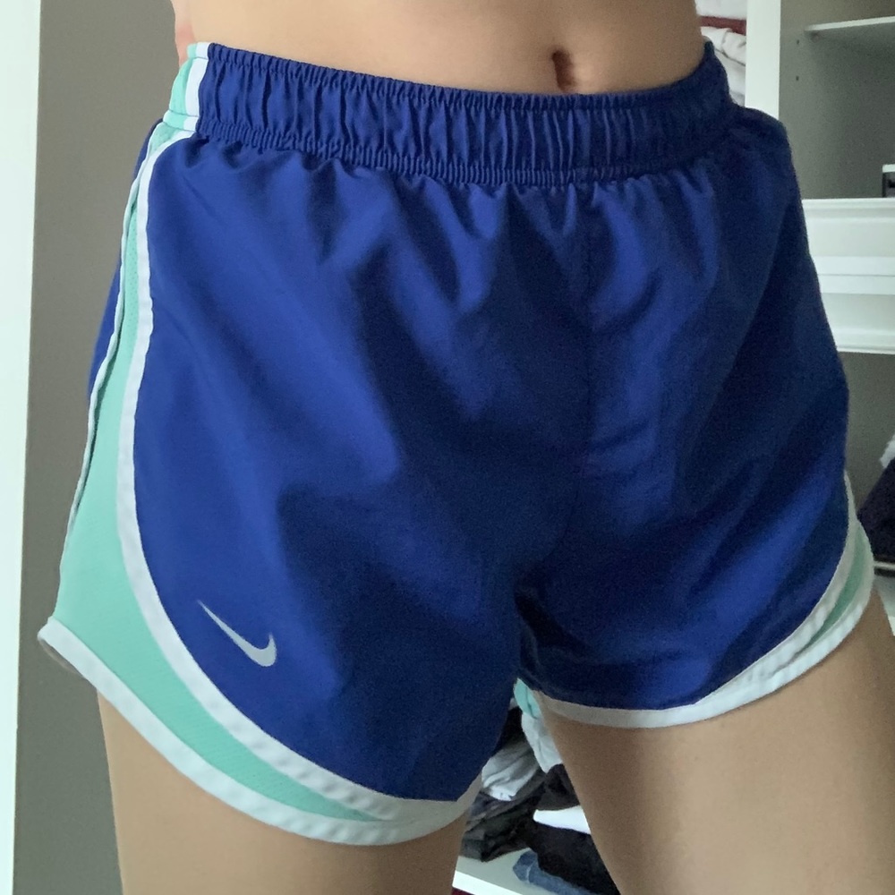 Blue And Green Nike Running Shorts